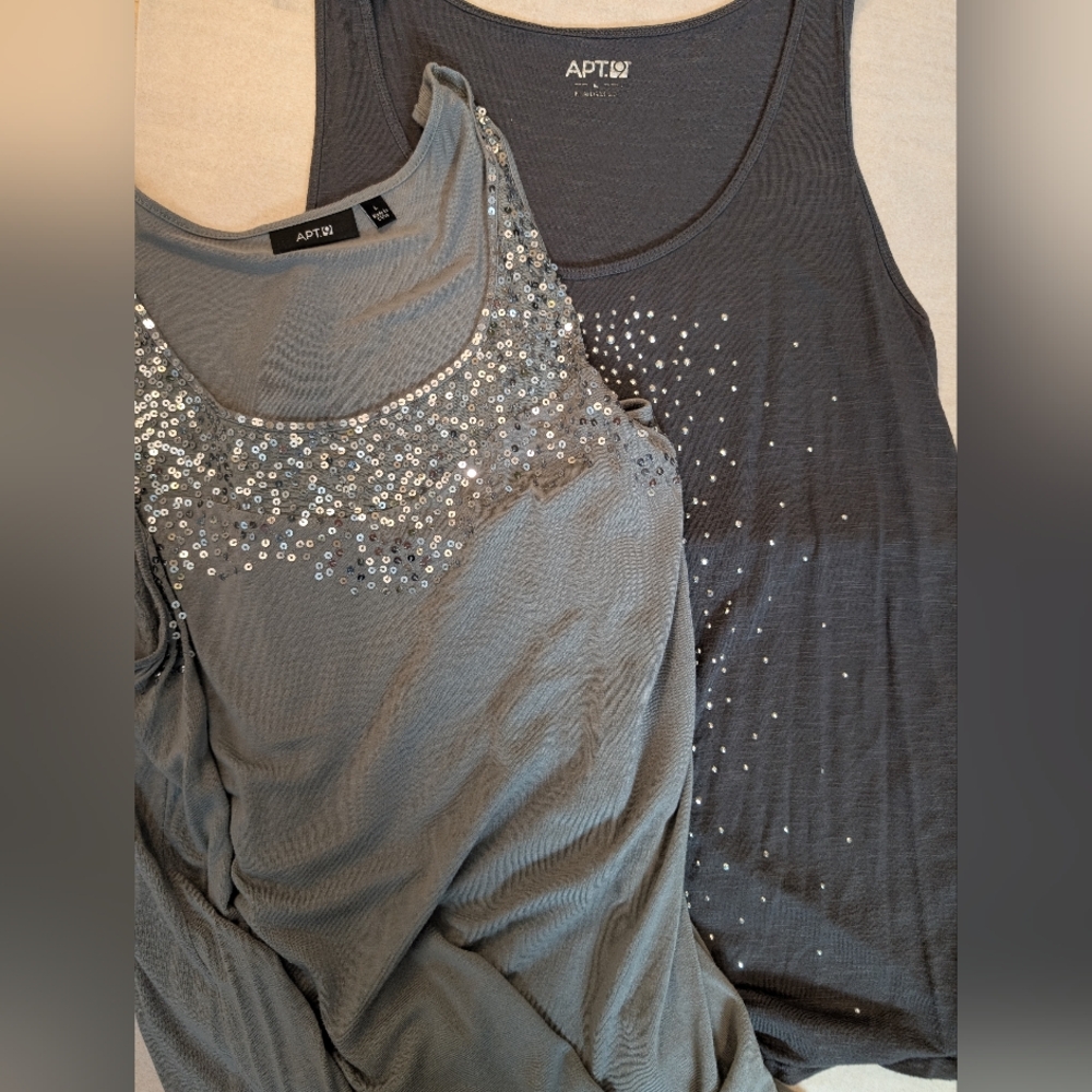 Apt. 9 Silver Embellished Camisoles, Sz. Large